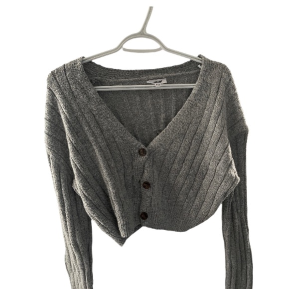 Garage Gray Ribbed Knit Cardigan - Picture 2 of 4